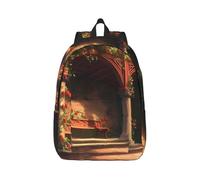OKVBNUYT Roses In The Yard Stylish Canvas Backpack â€“ Durable Polyester Canvas Printed Backpack For School, Travel, And Outdoor Use â€“ Lightweight And Stylish With Multiple Pockets
