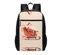 OKVBNUYT Santa Claus And The Sled 17 Inch Backpack â€“ Large Capacity Durable Polyester School Backpack With Full-Print Design, Ideal For Outdoor, Travel & Daily Use