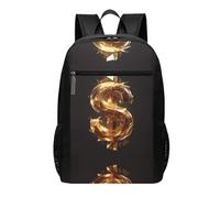 OKVBNUYT The Golden S 17 Inch Backpack â€“ Large Capacity Durable Polyester School Backpack With Full-Print Design, Ideal For Outdoor, Travel & Daily Use