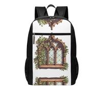OKVBNUYT The Windows Of The Villa 17 Inch Backpack â€“ Large Capacity Durable Polyester School Backpack With Full-Print Design, Ideal For Outdoor, Travel & Daily Use
