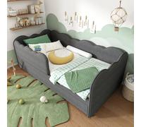 okwish Bed Frame 3ft Single with Trundle grey linen okwish Grey Single