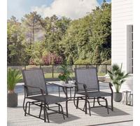 okwish Glider Bench with Glass-Top Table Grey in Brown okwish Brown