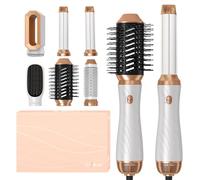 OKWRAP Airbrush 6 in 1 Hairstyler Air Styler Set Magic Styler Hair Styler Hair Dryer Brush with Curl, Straighten, Volumise, Smooth and Hairdryer Brushes for Styling, Hot Hair Styler for All Hair Type