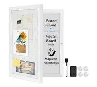 Okydoky Black Wooden Frame Bulletin Board with Felt, 30x40cm Enclosed Whiteboard Inside, Secret Pinboard and Whiteboard for Office, Home (KMB-WH)