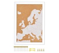 Okydoky Cork Board Map of Europe, 25 x 34 cm Europe Map in White with 10 Pins, Travel Tracker Map for Office, School and Home (EU-MAP)