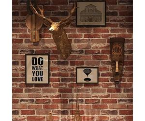 Okydoky Peel and Stick Rustic Red Brick Wallpaper, Self-Adhesive Vinyl Waterproof Vintage Contact Paper for House Decoration, No.57104-6