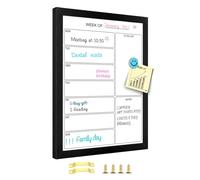 Okydoky Weekly Dry Erase Whiteboard Calendar, 15.7"x11.8" Magnetic Surface Memo Board, Minimal Design Weekly Planner for Wall, Black Wood Frame Dry Erase Board for Office School Home(ZLBB-S-BK-3040)