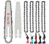OKYMOTOR 6 Inch Chainsaw Chain, 5 Pieces Chainsaw Chain and 2 Pieces Guide Rail, Replacement Chains for 6 Inch Cordless Electric Portable Mini Chainsaw - 37 Drive Links