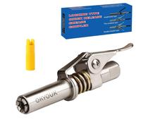 OKYOUK World's Smallest 0.53" Grease Gun Coupler - High Pressure 12,500 PSI Quick Release Tip, Fits All 1/8" NPT Manual & Electric Grease Guns, Includes Zerk Cleaning Tool