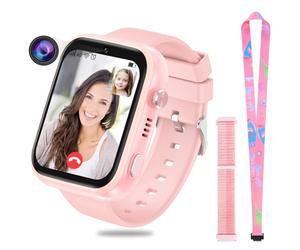 OKYUK 4G Smartwatch for Kids, GPS Tracker, Multiple Desktop Styles to Choose From, Two-Way Calls, Image Competence, SOS, Wi-Fi, Waterproof Touch Screen for 4-12 Boys and Girls (T45 Pink)