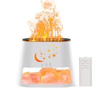 OKYUK 8-Colour LED Flame Oil Diffuser & Himalayan Salt Lamp, Aromatherapy Cool Mist Humidifier with Timer Auto-Off for Home, Office and Bedroom (White Star)