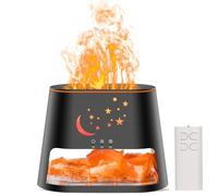OKYUK 8-Colour LED Flame Oil Diffuser & Himalayan Salt Lamp, Aromatherapy Cool Mist Humidifier with Timer Auto-Off for Home, Office and Bedroom (Black Star)