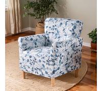 OKYUK Banquet Armchair Slipcovers Printed Chair Slipcovers with Arms 1-Piece Stretch Chair Covers for Living Room Anti Slip Soft Armchair Slipcover Kids Pets Friendly Furniture Protector(Blue leaves)