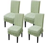 OKYUK Chair Covers, Dining Chair Covers Set of 2/4/6,Elastic Chair Protector Stretch Removable Washable Seat Covers for Dining Room Wedding Banquet Party Decoration（Fruit Green，4）