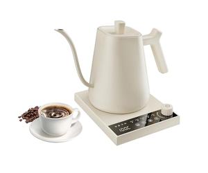OKYUK Electric Kettle with ±1℉ Temperature Control, Gooseneck Spout, Stainless Steel Tea Pot for Tea, Coffee & Aeropress, 2-Hour Temp Hold, Built-in Stopwatch, 1000W Quick Heating (Gooseneck white)