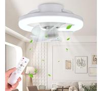 OKYUK Fan Ceiling Light, LED Sockets, Fan Light, Ceiling Fan with Lamp, Remote Control, Quiet, Dimmable, Can be Rotated 360 Degrees for Living Room, Bedroom, Kitchen