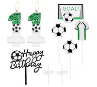 OKYUK Football Birthday Candle 11th, Football Candles for Cake, Glitter Green White 11 Candle, Soccer Cake Topper Happy Birthday, for Boys Birthday Party, Football Activities, Anniversary Supplies
