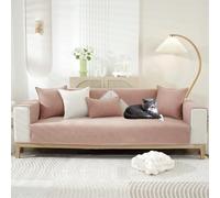 OKYUK Sofa Cover 1 2 3 Seater Herringbone Chenille Fabric Furniture Protector, Non Slip Sofa Slipcovers for Corner L Shape, Cosy Solid Colour Non-Slip Couch Cover for Pets Kids(Pink,45x45cm)