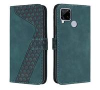 OKZone Compatible With Realme C12/C15/C25/C25S/Realme 7i/Realme Narzo 20 Case, Wallet Case PU Leather with Card holder Slots Magnetic Shockproof Protect Flip Cover Bookstyle Phone Cases Cover (Green)