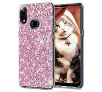 OKZone Compatible with Samsung Galaxy A10S Case [with HD Screen Protector], Bling Glitter Sparkle Design Slim Fit Soft Gel TPU Silicone Skin Cover Anti-scratch Protective Case (Pink)