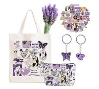 Ol v a Merch Album Canvas Bag, Singer Musical Makeup Bags Cosmetic Bag with Stickers & Keychain, G-U-T-S Tour Concert Tote Gift for Fans Women (Type 2