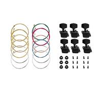 Oladfiop 2 Sets of 6 Guitar Strings Replacement Steel String with 6Pcs String Tuning Pegs Machine Tuners