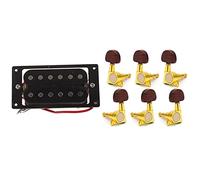 Oladfiop 2PCs Humbucker Double Coil Electric Guitar Pickups + Frame Screw with Guitar Locked String Tuning Peg Button(3L+)