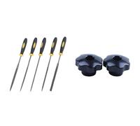 Oladfiop 2Pcs M8 x 50mm Diameter Thread Clamping Star Knob with 5Pcs Professional Technical Diamond File