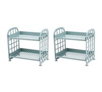 Oladfiop 2X Storage Shelves,Plastic Small Storage Shelves - 2 Tier Shelf Shelving,Kitchen Shelf Bathroom Organizer(Nordic Blue)