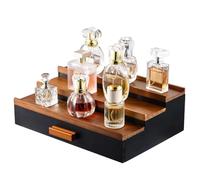 Oladfiop Wooden Cologne Display Stand Organizer for Men, 3 Tier Cologne Display with Drawer Storage