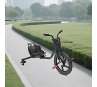 Oladjycbhg Kids Drifting Tricycle, 3-Wheel Pedal Go Kart with Rear Wheel Lights, 15.75" Rubber Front Wheel, Stable Bucket Seat, for Age 6+, 176 lb Capacity, Black