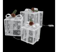 Oladjycbhg LED Gift Box Set, 3PCS Lighted Present Boxes with 50 Warm White Lights, Remote & Waterproof Battery Box, For Christmas, Wedding, Party, Indoor & Outdoor Decor