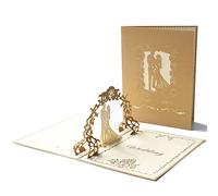 Olakin Pop-Up Wedding Card - 3D Greeting Card with Envelope, for Anniversary, Birthday, Wedding Invitation
