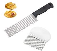 Olakin Potato Cutter[2 Pcs], Potato Chipper, Stainless Steel Potato Chipper Crinkle Cutter, Vegetable Fruits Chopper