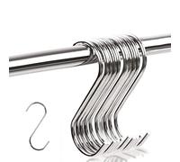 Olakin S-Shaped Hooks - 10 Pack Stainless Steel S-Hooks for Kitchen, Bedroom Utensils, Coffee Cups, Clothes, Towels (Silver)