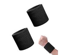 Olakin Sports Wristbands[2 Pcs], Wrist Sweatband, Elastic Cotton Sweat Bands Wristbands for Men and Women,for Tennis Gymnastics Football Basketball, Running Athletic Sports(Black)