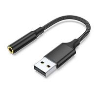 Olakin USB to 3.5 mm Jack Audio Adapter, TRRS Socket (Audio and Microphone) USB Sound Card for Laptop, PS4, Headset, Microphone, Laptop, PC, Compatible with Windows, Mac, Linux
