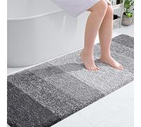 OLANLY Bathroom Rug Mat 70x24, Extra Soft and Absorbent Microfiber Bath Rugs, Non-Slip Plush Shaggy Bath Carpet Runner, Machine Wash Dry, Bath Mats for Bathroom Floor, Tub and Shower, Grey