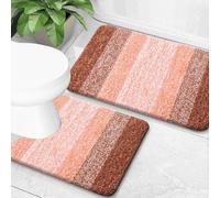 OLANLY Bathroom Rug Set 2 Piece, Soft Absorbent Microfiber Bath Mats and U-Shaped Contour Toilet Rug, Non-Slip, Machine Wash Dry, Plush Shaggy Bath Mats for Bathroom (24"x16"+24"x20", Orange)