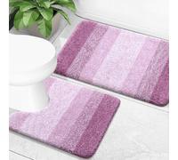 OLANLY Bathroom Rug Set 2 Piece, Soft Absorbent Microfiber Bath Mats and U-Shaped Contour Toilet Rug, Non-Slip, Machine Wash Dry, Plush Shaggy Bath Mats for Bathroom (30"x20"+24"x20", Pinkish-Purple)