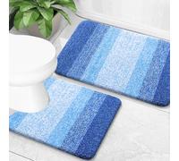 OLANLY Bathroom Rug Set 2 Piece, Soft Absorbent Microfiber Bath Mats and U-Shaped Contour Toilet Rug, Non-Slip, Machine Wash Dry, Shaggy Bath Mats for Bathroom (24"x16"+24"x20", Light Royal Blue)
