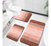 OLANLY Bathroom Rugs Sets 3 Piece, Soft Absorbent Microfiber Bath Mats and U-Shaped Contour Toilet Rug, Plush Shaggy Bath Mat Set for Bathroom (36"x24"+24"x16"+24"x20", Orange)