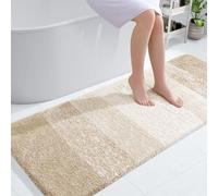 OLANLY Bathroom Runner Rug 54x24, Extra Soft Absorbent Microfiber Bath Rugs | Light Beige, Non-Slip Quick-Drying Rubber Backing, Washable Long Bath Mat for Floor, Tub and Shower, Home Decor