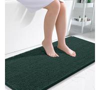 OLANLY Bathroom Runner Rugs 47x24, Soft Absorbent Chenille Bath Rugs, Rubber Backing Quick Dry, Machine Washable Long Bath Mats for Bathroom, Tub and Shower, Home Decor Accessories, Blackish Green