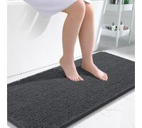 OLANLY Bathroom Runner Rugs 47x24, Soft Absorbent Chenille Bath Rugs, Rubber Backing Quick Dry, Machine Washable Long Bath Mats for Bathroom Floor, Tub and Shower, Home Decor Accessories, Dark Grey