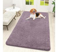 OLANLY Dog Door Mat for Muddy Paws 59x32, Absorbs Moisture and Dirt, Absorbent Non-Slip Washable Doormat, Quick Dry Chenille Mud Mat for Dogs, Entry Indoor Entryway Carpet for Inside Floor, Deep Plum