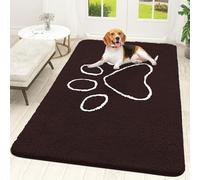 OLANLY Door Mat for Muddy Dog Paws 70x46, Ultra Absorbent Chenille Mud Doormat with Paw Print Design, Non-Slip Washable Doormat for Indoor Entryway, Quick-Dry Pet Bed Mats for Dirty Dogs, Brown
