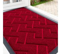 OLANLY Front Door Mat Indoor Outdoor Entrance, Waterproof All-Season, All-Weather Welcome Doormat, Sturdy Natural Rubber, Low Profile, Easy to Clean Entryway Outside Floor Mat, 29.5x17, Wine Red