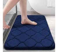 OLANLY Memory Foam Bath Mat Rug 36x24, Ultra Soft and Absorbent Bathroom Rugs, Non-Slip, Comfortable, Machine Washable Bath Carpet for Bathroom Floor, Tub, Shower and Home Decor Accessories, Navy