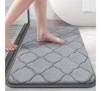 OLANLY Memory Foam Bath Mat Rug 36x24, Ultra Soft and Absorbent Bathroom Rugs, Non-Slip, Comfortable, Machine Washable Bath Carpet for Bathroom Floor, Tub, Shower and Home Decor Accessories, Grey